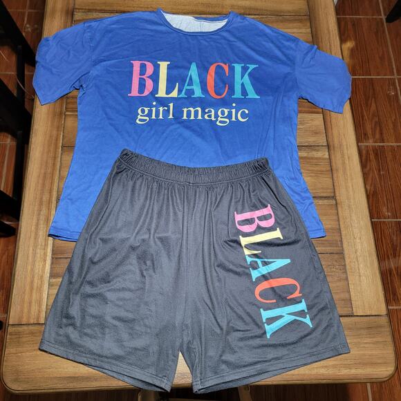 2Pc "Black Girl Magic" Sleepwear Top & Shorts - Size 3XL - Picture 1 of 4